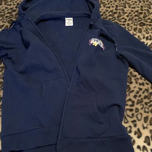 GUC PINK VICTORIAS SECRET HOODIE VS FLORAL LOUNGE FULL ZIP HOODIE Women’s Size M - Picture 8 of 12